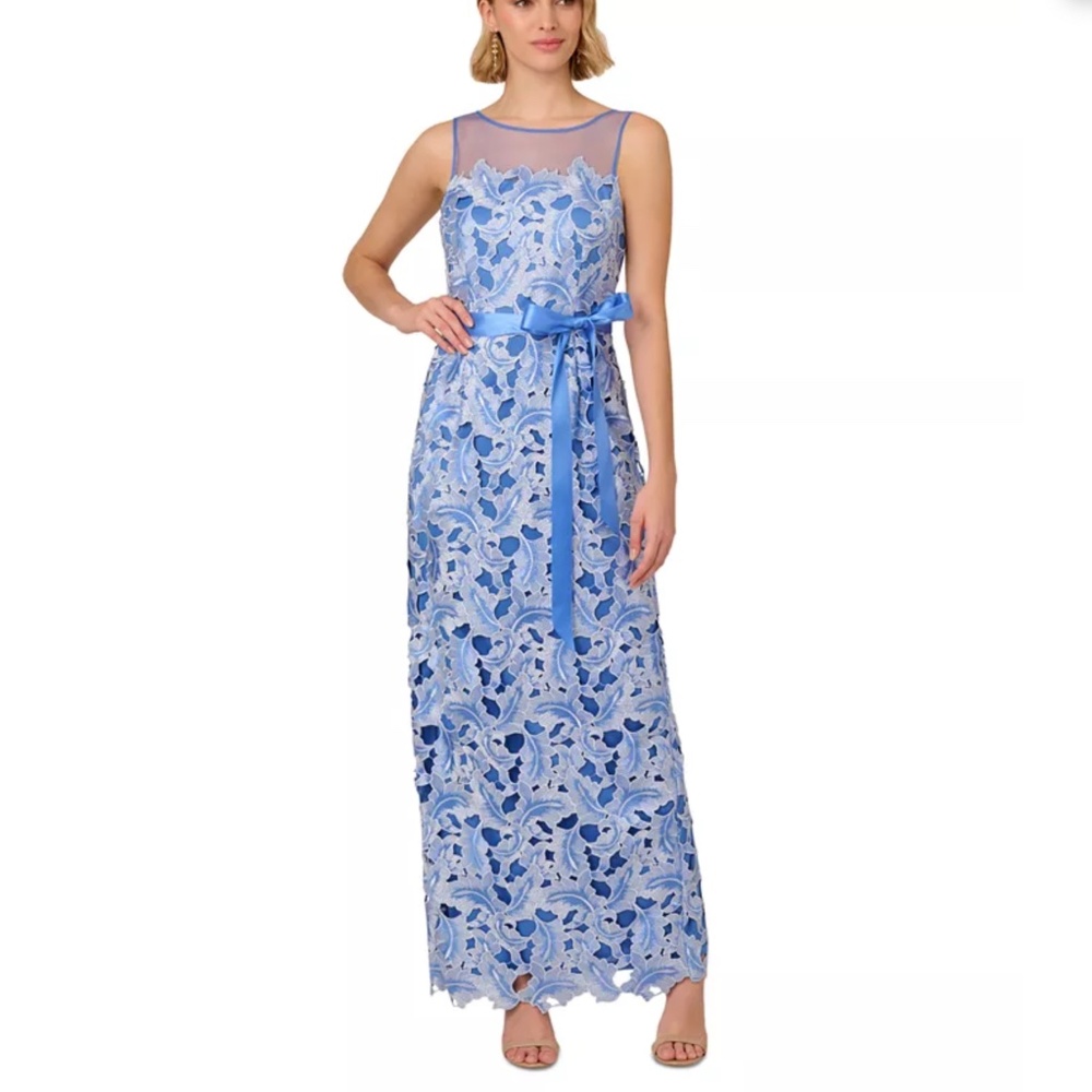 Adrianna Papell -  Round-Neck‎ Sleeveless Sheer Neckline Gown